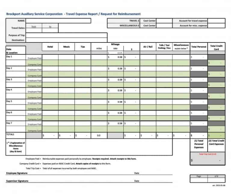 7+ Free Expense Report Templates Word Excel