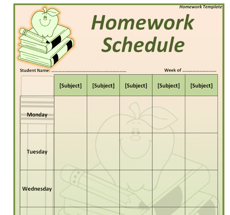 Top 7+ FREE Homework Schedule Templates [PDF, WORD, EXCEL]