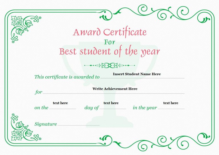 7+ Student Of The Year Certificate Templates