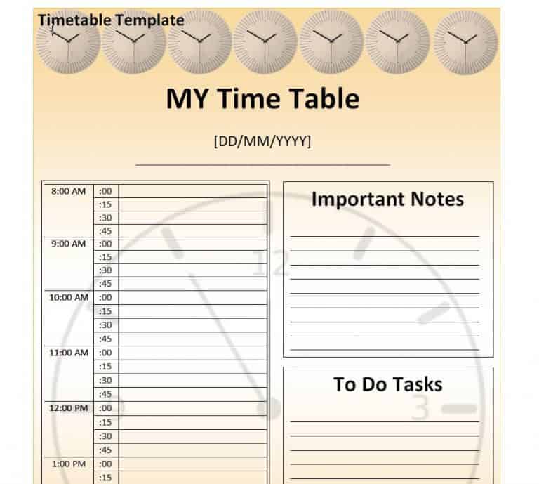 10+ Useful Timetable Templates & Formats [WORD, PDF, EXCEL]