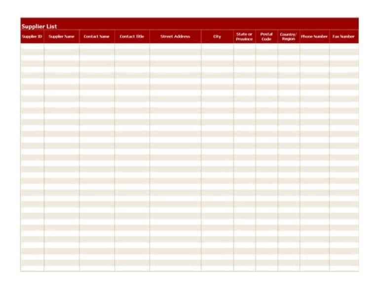 Top 5 Free Supplier List Templates - Word Templates, Excel Templates