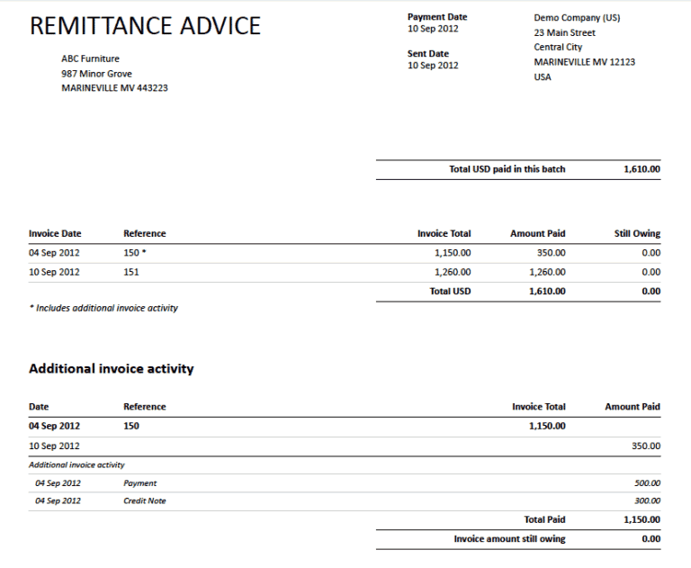 Remittance Advice Template Word Doctemplates Gambaran