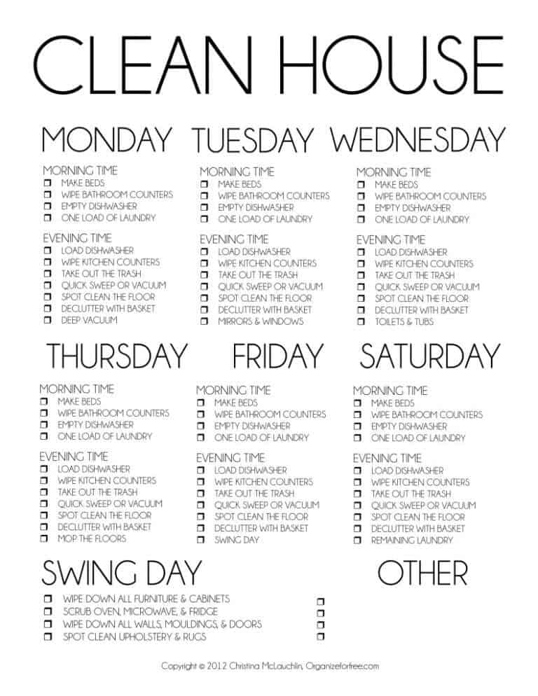 Top 7 Free House Cleaning List Templates