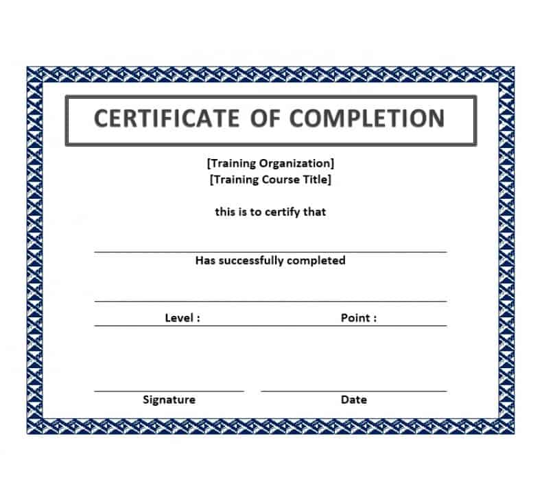 8+ Free Certificate of Completion Templates – Word Excel Templates