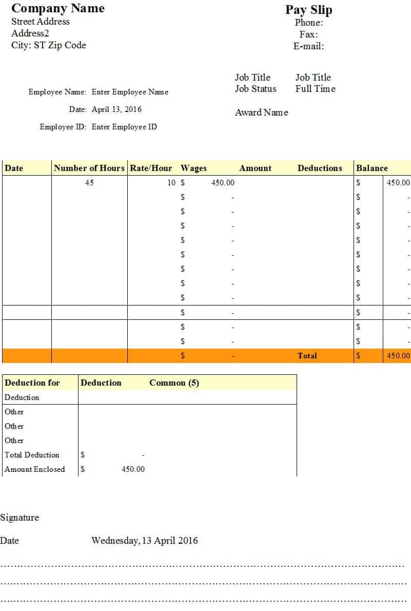 Printable Editable Payslip Template Printable Templates