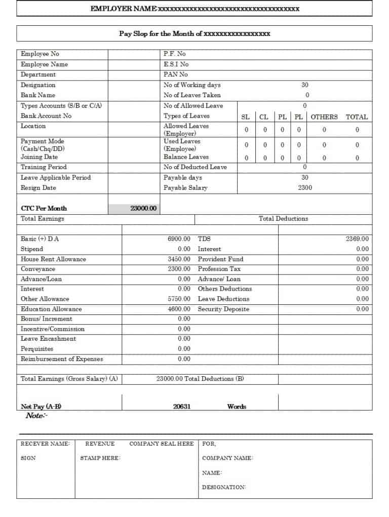 Top 14 Free Payslip Templates – Word Excel Templates