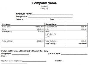salary slip format example