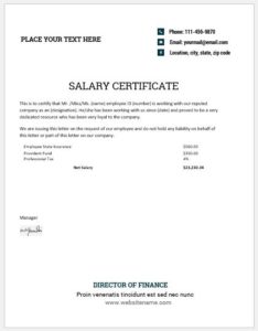 11+ Free Salary Certificate Templates – Word Excel Templates