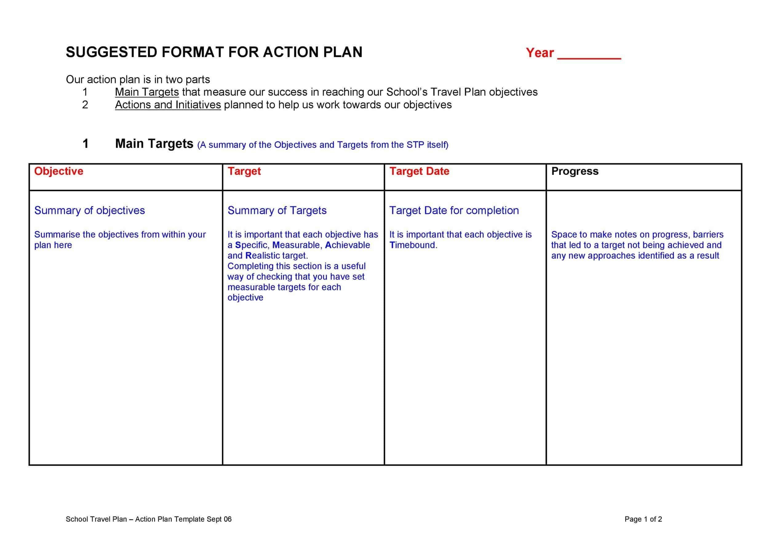 Free Action Plan Template Word Document Printable Templates