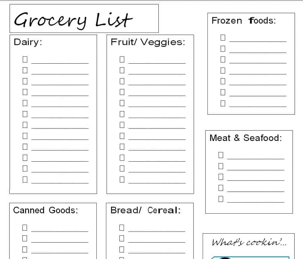 17 BEST Printable Grocery List Templates [WORD, EXCEL, PDF] – Word ...