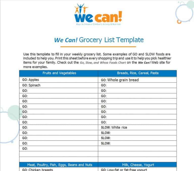 17 BEST Printable Grocery List Templates [WORD, EXCEL, PDF]