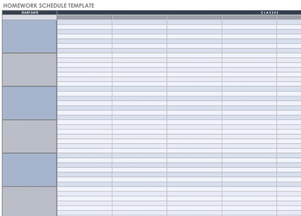 homework schedule template word