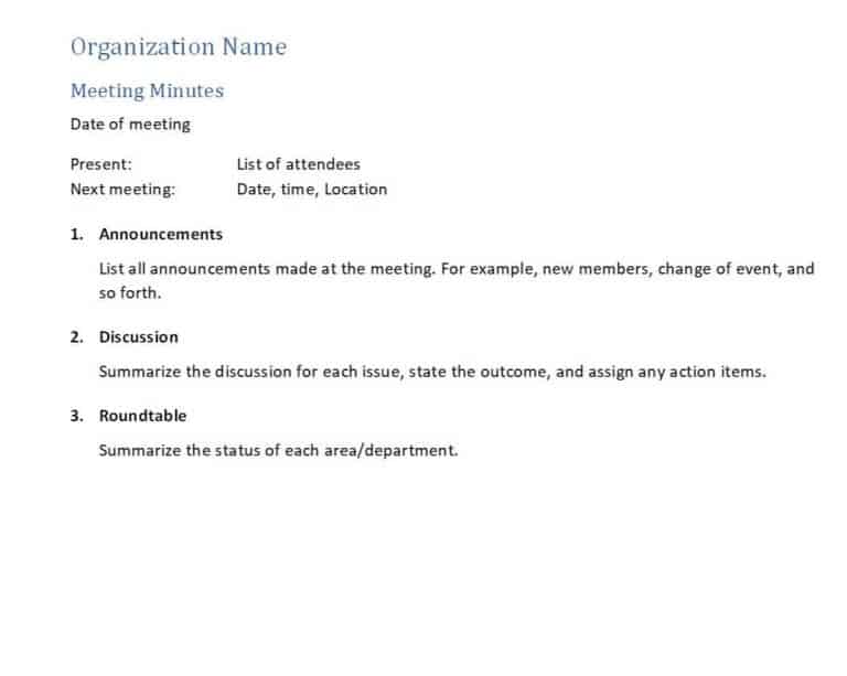 22 Useful Meeting Minutes Templates in WORD – Word Excel Templates