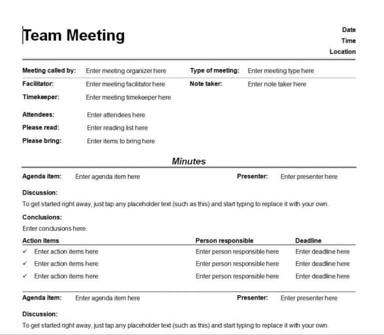 22 Useful Meeting Minutes Templates in WORD – Word Excel Templates