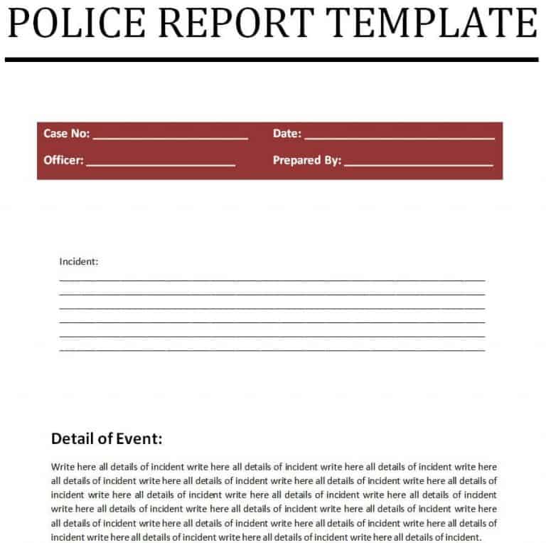 Top 10 Samples Of Police Report Templates Word And Pdf Word Excel Templates 4950