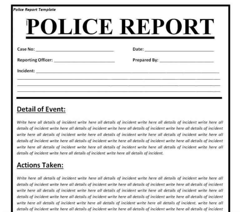 Top 10 Samples Of Police Report Templates Word And Pdf Word Excel Templates 5428
