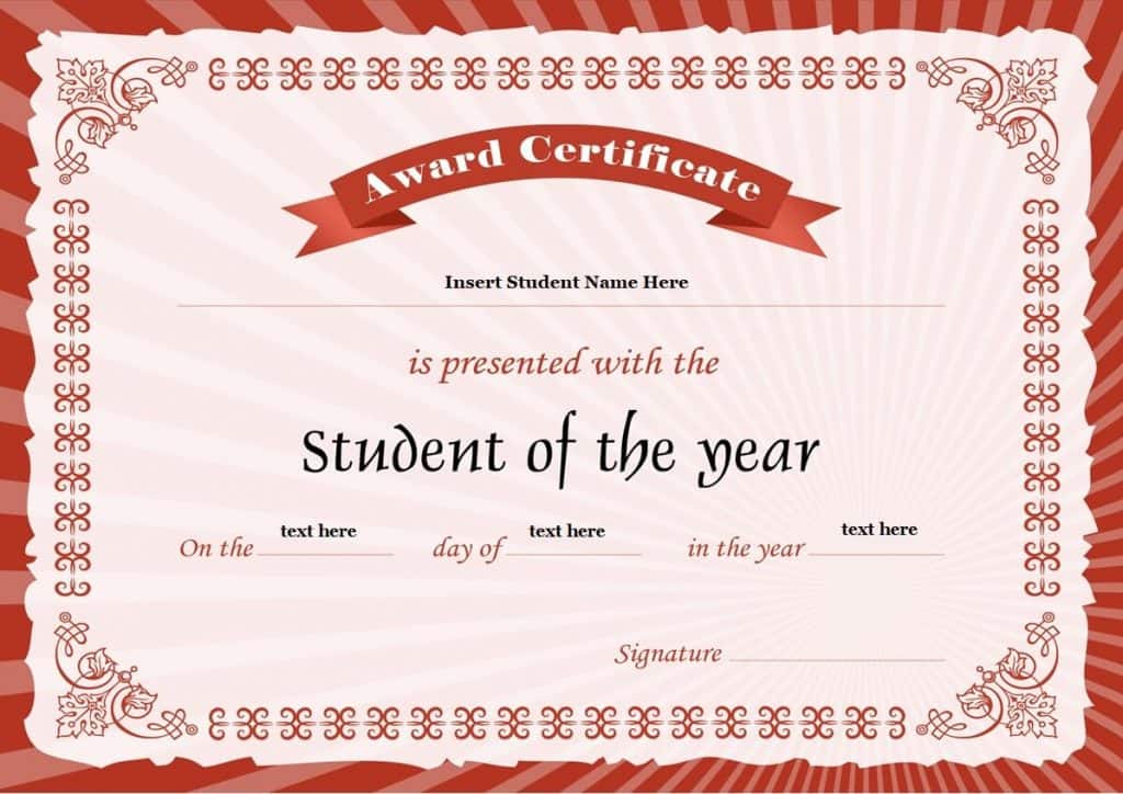7+ Student Of The Year Certificate Templates – Word Excel Templates