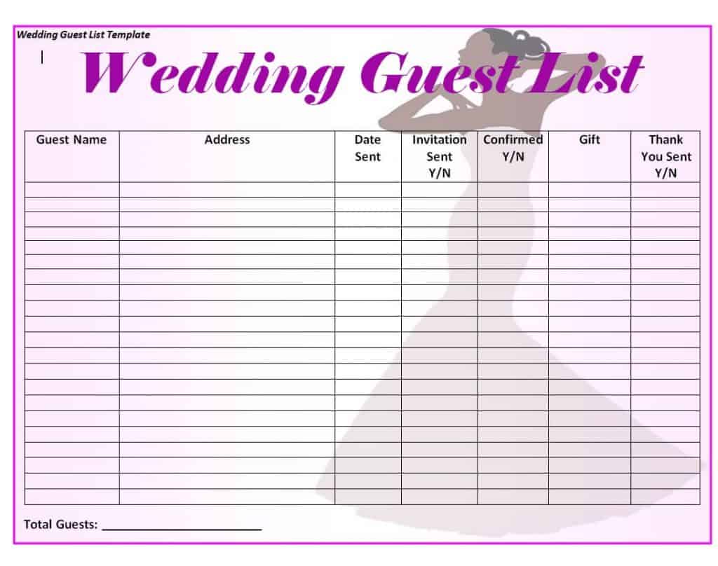 Download 12 FREE Wedding Invitation list Templates [WORD, EXCEL, PDF ...