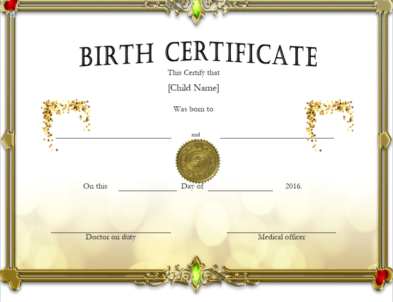 11+ Editable Birth Certificate Templates