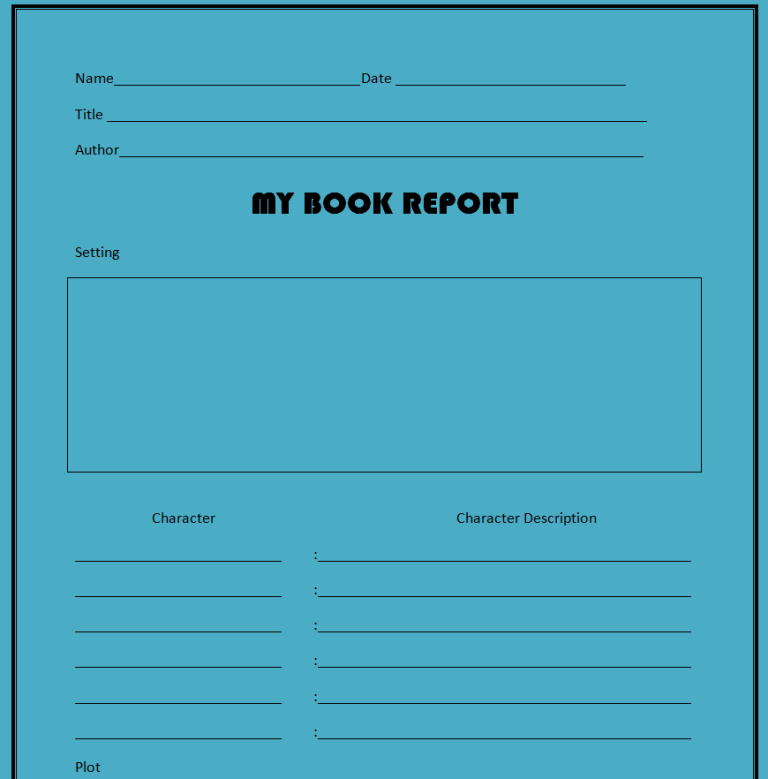 Top 12 Customizable Book Report Templates – Word Excel Templates