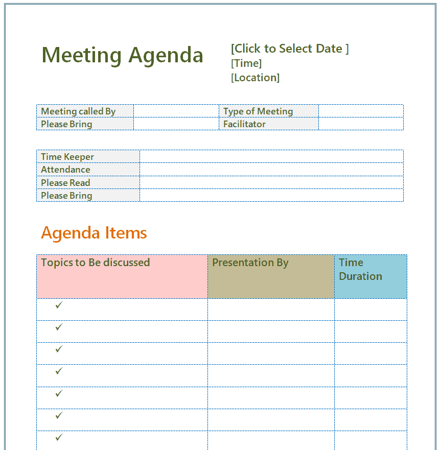 Top 17 FREE Meeting Agenda Templates Word – Word Excel Templates