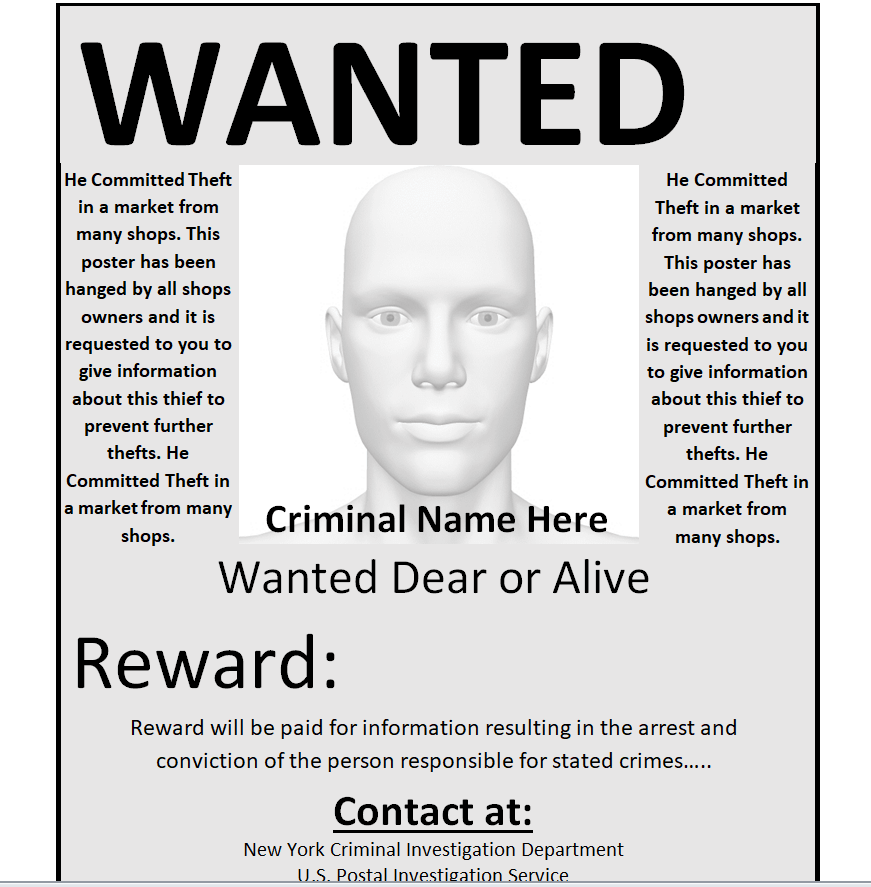 Top 14 Wanted Poster Templates Word And Pdf Word Excel Templates