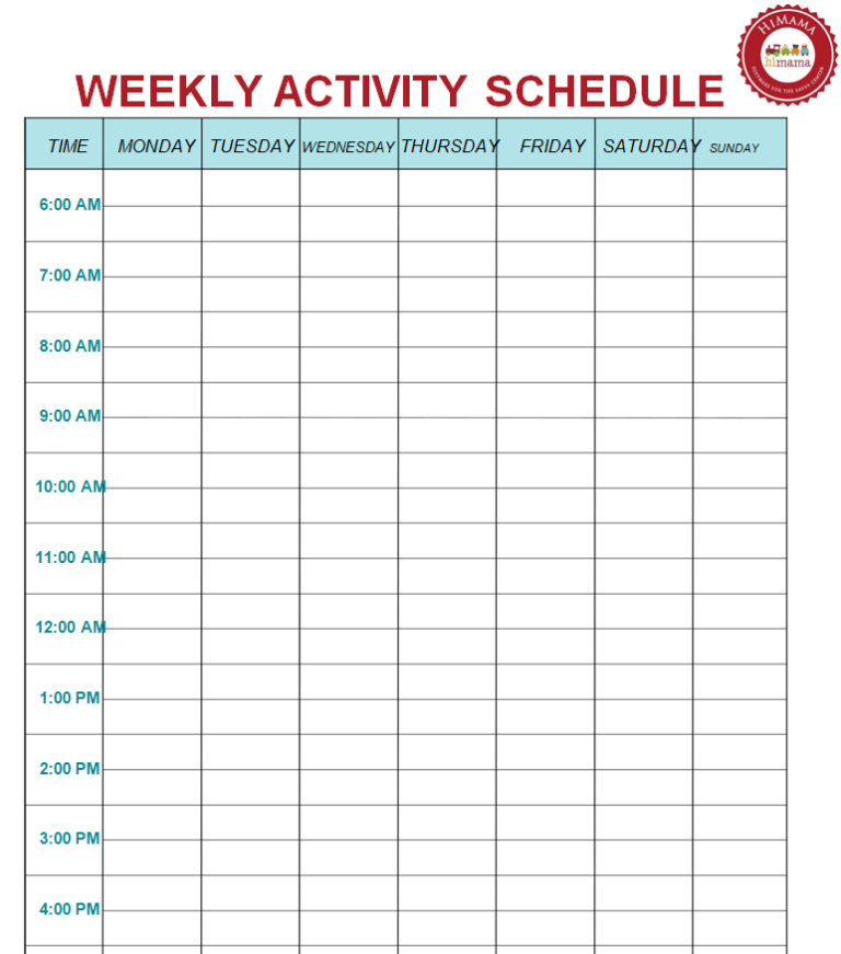 18+ Practical Weekly Schedule Templates [in EXCEL & WORD] – Word Excel ...